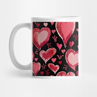 Red Black Heart Pattern Mug